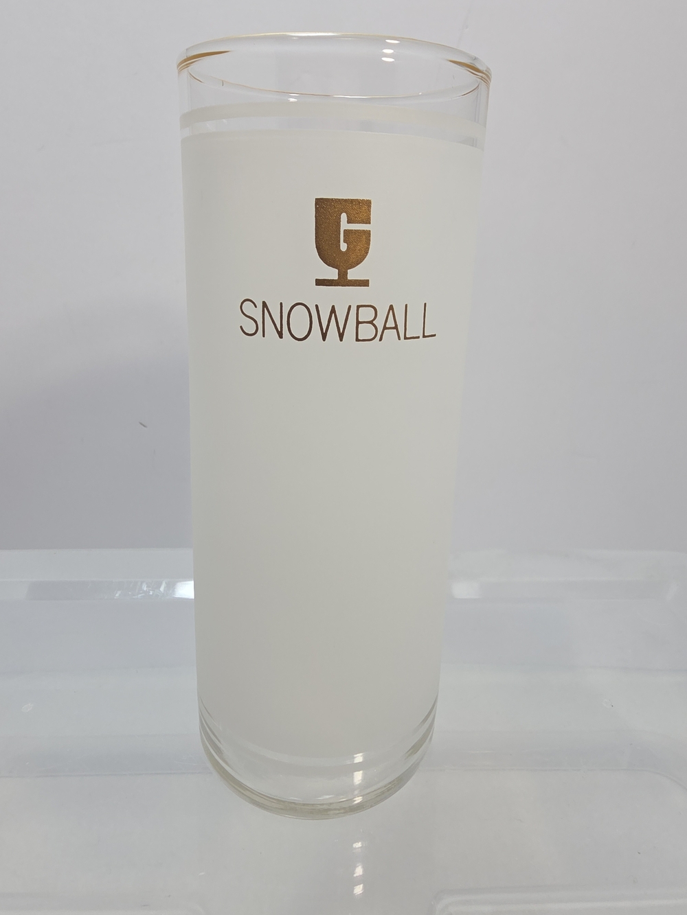 Vintage Snowball Frosted Gold Rim Collins Glass 6" Barware - Lot Of 6 (CU)